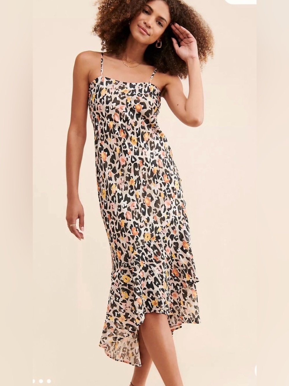Anthropologie hutch animal print hi low maxi dress size medium